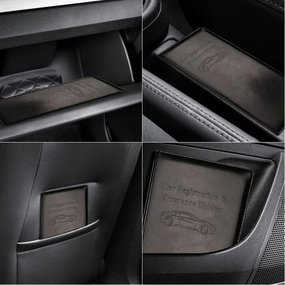 Car Accessories Registration and Insurance Holder,Leather Essential Card Magneti - Picture 3 of 6